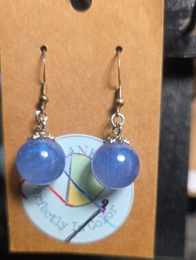 Handcrafted Light Blue Glass Orb Drop Earrings